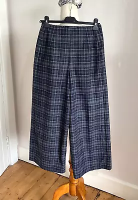£89.99 • Buy OSKA Wool Mix Check Wide Leg Trousers Sz 0 Waist 26-28” Ankle Length Leg 25”