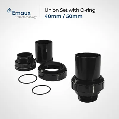 $44.95 • Buy Emaux Union Set With O-ring 40mm / 50mm