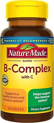 SUPER B-COMPLEX Vitamin C B1 B2 B3 B6 Folic Acid B12 Boost Energy Antioxidant • $7.50