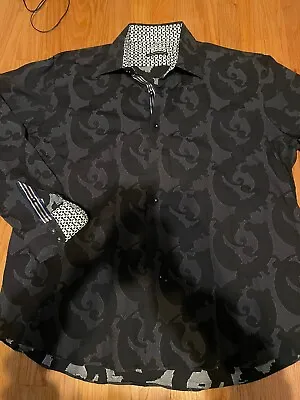 Visconti Black Shirt Mens Extra Large Button Up Pattern • $19.50