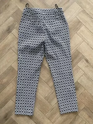 Karen Millen Trousers Geometric Print Monochrome Black And White 14 • £20