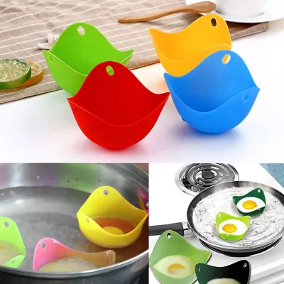 4 X Silicone Egg Poacher Cup Coloured Poaching Pod Mould Pan Poach Cooking • £3.79