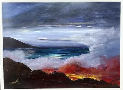 Original 1990’s Seascape Acrylic Painting By Maui Hawaii Artist Elaine Starrett • $224.95