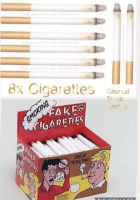 8x Pack Fake Smoke Effects Lit Cigarettes Theatrical Stage Novelty Joke Pranks • £4.79