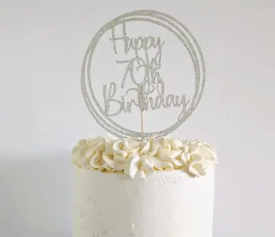 Happy 70th  Birthday Personalised Circle Cake Topper Any Wording Age Colour • £4.99