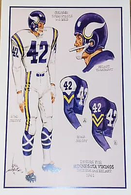 Minnesota Vikings Poster - Bud Grant Tarkenton - Karl Hubenthal - 1961 Uniform • $9.99