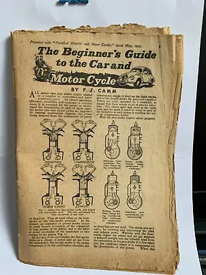 May 1955 Original “The Beginners Guide To The Car And MotorCycle” By F J Camm • £0.99