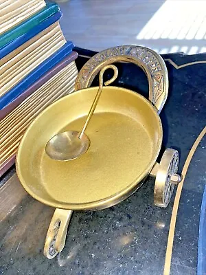 Instant Coffee Brass/Gold 7  L Cart 3 Wheels Made In Israel   Tray Decor Cbs • $10