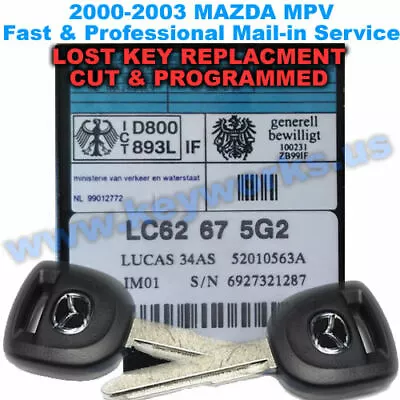 Mazda MPV Lost Key Replacement & Immobilizer Programming 2 New Keys Included!  • $150