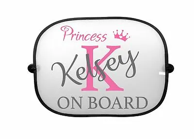 Personalised Princess On Board Car Sun Shade Girls Kids Baby Sun Shade Visor • £6