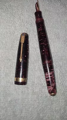 Vintage Parker Vacumatic Fountain Pen Double Red Striped 14kt Nib • $36