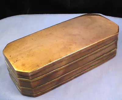 ANTIQUE BRASS ENGLISH TOBACCO TIN STORAGE DESKTOP BOX JAR CASKET CASE C1700s • £6.50