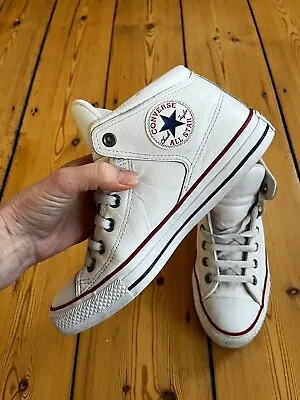 Converse All Star Retro White Leather Hi Top Baseball Boots Trainers Uk 6 / 39 • £28.99