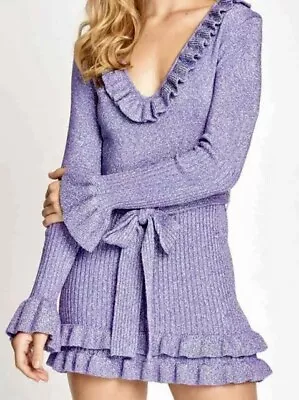 Alice McCall Love Letters Knit Mini Dress Purple Size 8 RRP $300 • $90