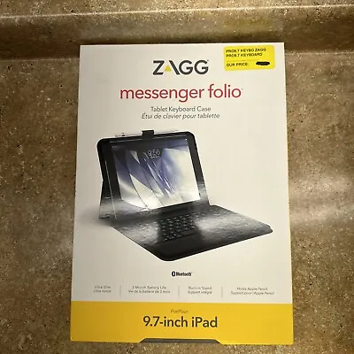 Zagg Messenger Folio Tablet Keyboard Case For 9.7 In IPad Zkb97mfn17 • $18.65
