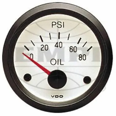 V3-5024-0 Vdo Oil Pressure Gauge 0-80 Psi White Face Black #'s & Red Pointer • $93.95