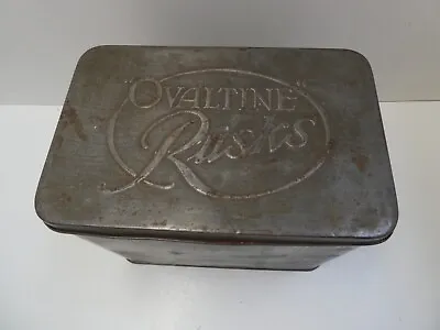 Vintage Ovaltine Rusks Embossed Art Deco Biscuit Tin • $26