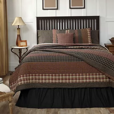 Rustic Twin Quilt Red Patchwork Beckham Cotton Striped Bedroom Decor VHC Brands • $119.95