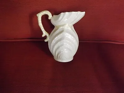 Vintage Belleek Irish Parian Double Shell Pattern Creamer Piitcher Green Mark • $16.99