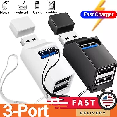 1-2 Pcs 3 Port USB 3.0 Hub Portable Car Extender High Speed Splitter For Laptop • $5