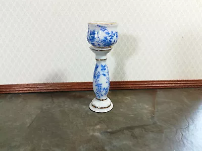 Dollhouse Miniature Pedestal With Vase Jardiniere 1:12 Scale Glass Ceramic Blue • $6.99