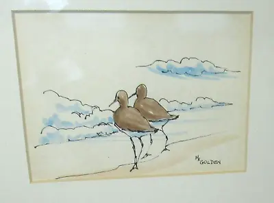 Mary Ellen Golden Sandpiper Small Original Watercolor Seascape Painting • $195