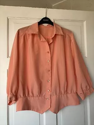 £12.99 • Buy Vintage 80s Coral Peach Sz 12  Blouse Abba Party Festival