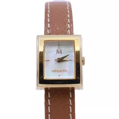 MIKIMOTO Multi-form Double Face Watch Gold With Pearl Women  Leather NNS-1307F • $389