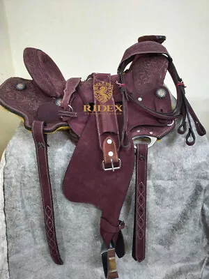 Rough Out Wade Tree Wide Gullet Western Leather Horse Tack Saddle With Set F/S • $524.99