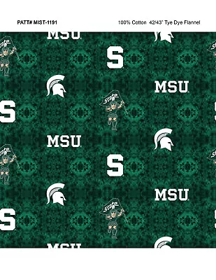 Michigan State Spartans MSU Tie Dye Flannel Fabric-NCAA Cotton Flannel Fabric • $9.99