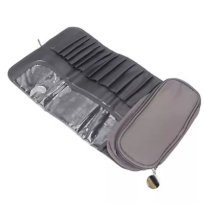 Makeup Brush Bag Roll Up Waterproof Antiaging Nylon Zipper Grey Cosmetic Bru HOM • $24.56