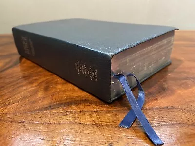 Vintage 1979 Holy Bible KJV Blue Leather Cover Ribbon Bookmark LDS Mormon Book • $19.99