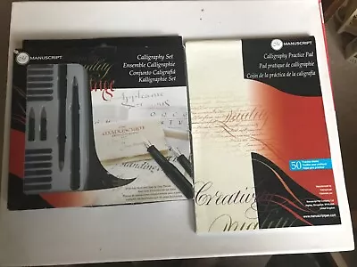 £20 • Buy MANUSCRIPT CALLIGRAPHY SET C/w 2 PENS,3 NIBS,12 INK CARTRIDGES + A4 PRACTICE PAD