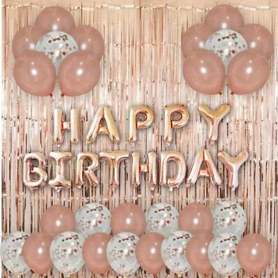 Rose Gold Happy Birthday Balloons Foil Number 16th 18th 21st Age Decorations UK  • £4.29