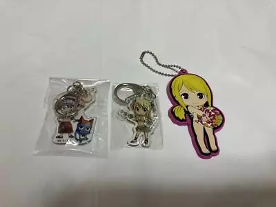 Fairy Tail Acrylic Keychain Rubber Strap Natsu Lucy • £113.57