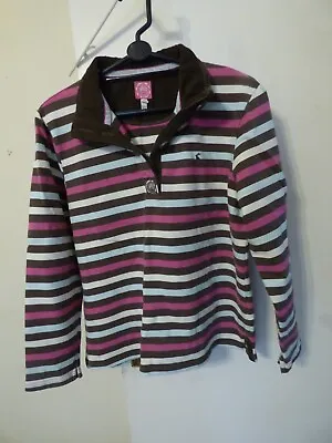 Joules Polo Shirt Womens Size 16 XL Striped Rabbit Logo Rugby Shirt Long Sleeve • $12