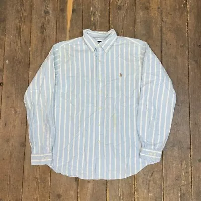 Ralph Lauren Shirt Small Pony Classic Fit Striped Button Up Top Blue Mens XL • £25