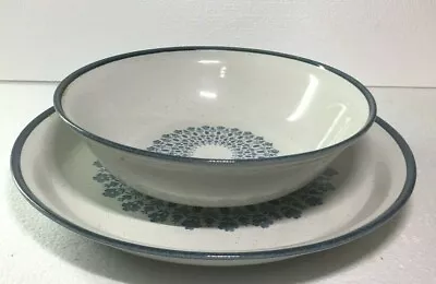 Set NITTO Heather Stone Stoneware Moonburst Chop Plate & Vegetable Bowl Vintage • $58