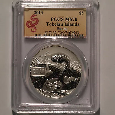 Tokelau 1 Oz Silver Year Of The Snake S$5 PCGS MS70 Mint State 70 Rare • $99.97