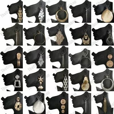 £3.44 • Buy CLIP ON Metal 3  4  5  LONG GOLD/SILVER FASHION EARRINGS Big NON-PIERCED EARS