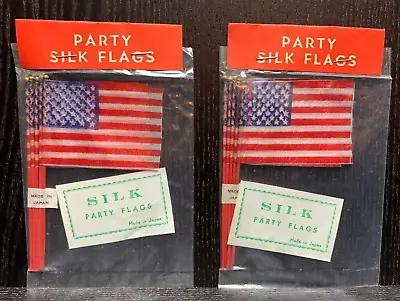 VTG NOS 1950s 10 Silk 3.5  American Party Flags (2 Packs Of 5) Japan 4TH OF JULY • $31.88