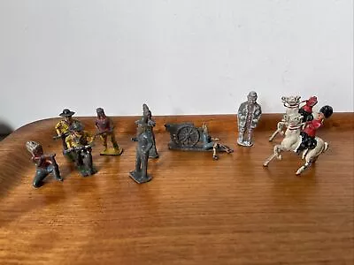 Vintage Job Lot Toy Soldiers Cowboys & Indians Die Cast Metal • £4.50