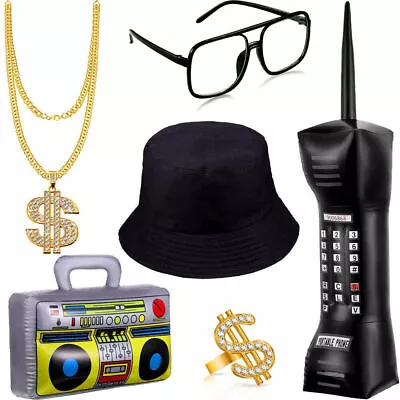 1980s 90s Hip Hop Costume Rapper Fancy Dress Outfit Party Supply Accessories AU • $28.02