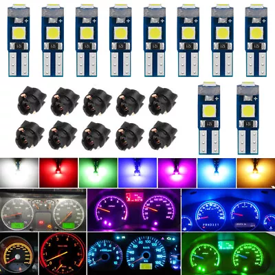 10X T5 74 3SMD-3030 LED Bulbs For Instrument Gauge Cluster Dash Light W/ Sockets • $7.99