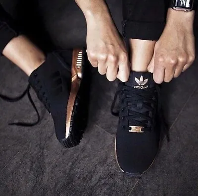 Limited Edition Adidas ZX Flux Rose Gold & Black Sneakers  • $150