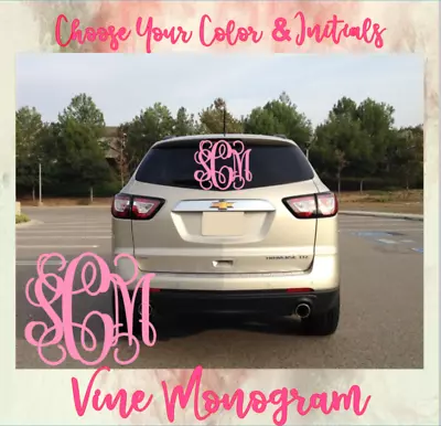  CarTruck Monogram Personalized Decal Window Sticker Vine Monogram 3 Initials • $7.65