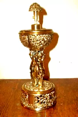 Vintage Ormolu Filigree Perfume Atomizer Triple Cherub Matson Hollywood Regency • $74.69