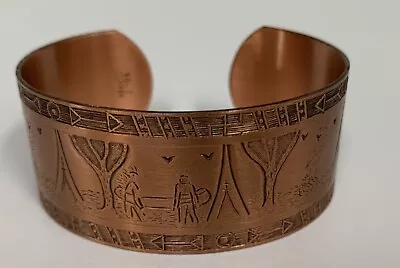 Vintage Solid Copper Western Style Bracelet Cuff American Indian Designs • $19.99