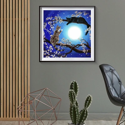 $11.77 • Buy 5D DIY Diamond Painting Cat Tree Moon Full Round Drill Art Picture (E1019)