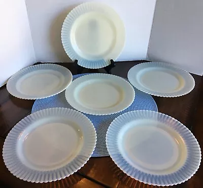 Set Of 6 MacBeth Evans Monax Cremax Petalware 9  Opalescent Plates - 1930's • $48
